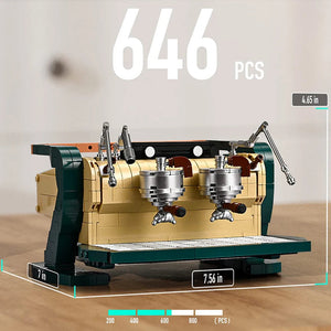 Creative Automatic Double-Head Coffee Maker Machine Building Blocks Classic Display Model Bricks Set Gift For Kids Children acacuss