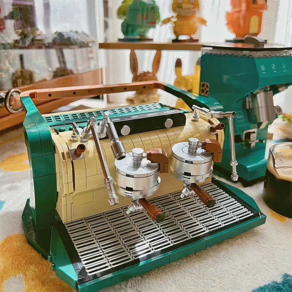 Creative Automatic Double-Head Coffee Maker Machine Building Blocks Classic Display Model Bricks Set Gift For Kids Children acacuss