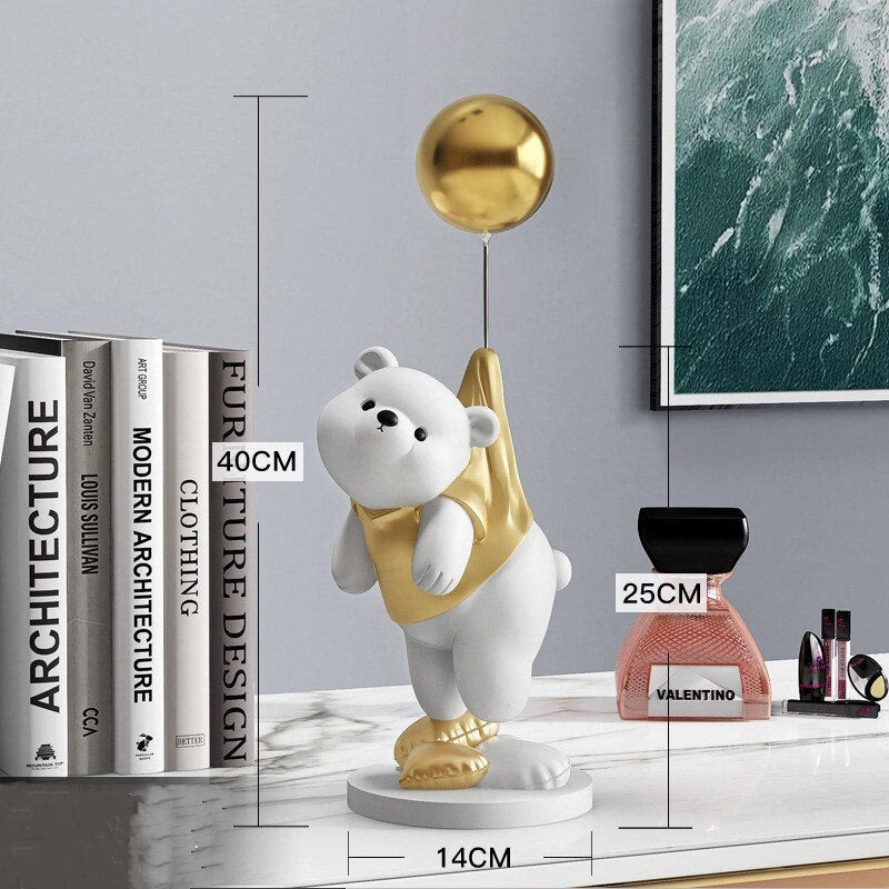 Creative Balloon Polar Bear Resin Ornaments Home Decor Crafts Statue Office Desk Figurines Decoration Bookcase Sculpture Craftsd acacuss