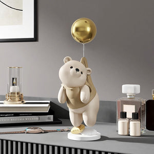 Creative Balloon Polar Bear Resin Ornaments Home Decor Crafts Statue Office Desk Figurines Decoration Bookcase Sculpture Craftsd acacuss