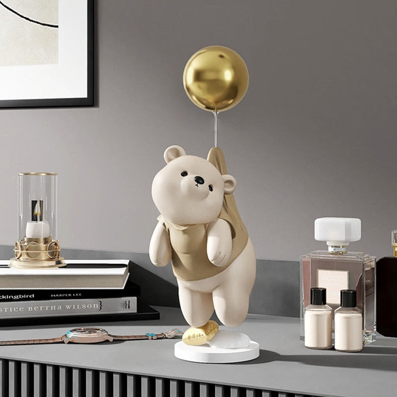 Creative Balloon Polar Bear Resin Ornaments Home Decor Crafts Statue Office Desk Figurines Decoration Bookcase Sculpture Craftsd acacuss