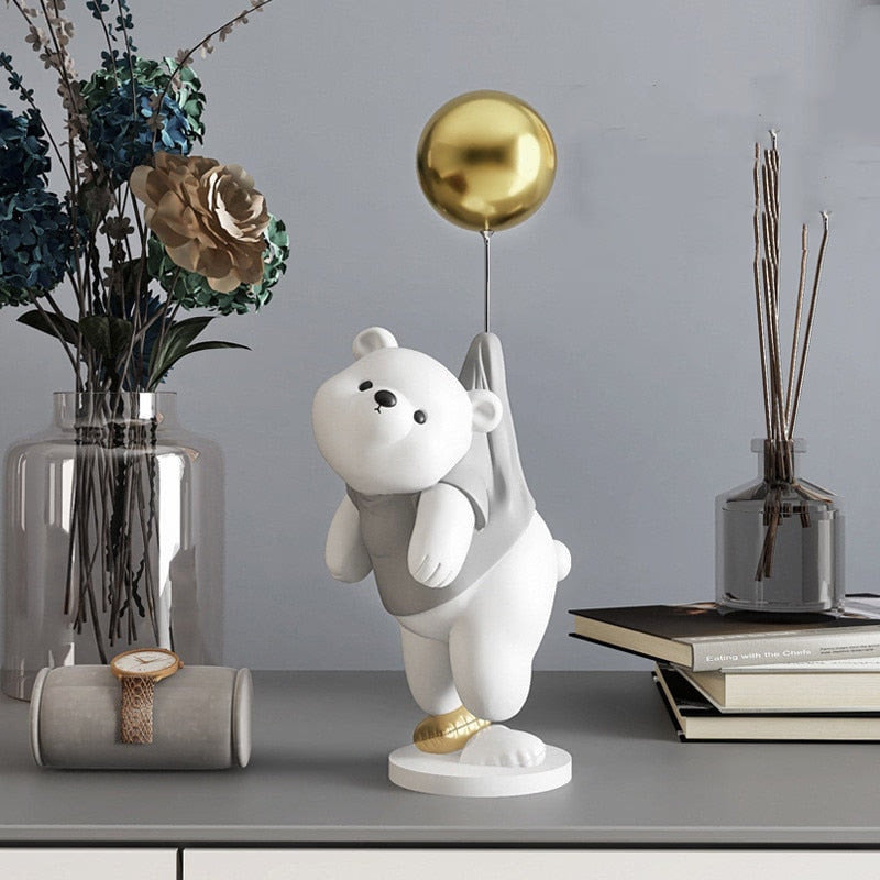 Creative Balloon Polar Bear Resin Ornaments Home Decor Crafts Statue Office Desk Figurines Decoration Bookcase Sculpture Craftsd acacuss