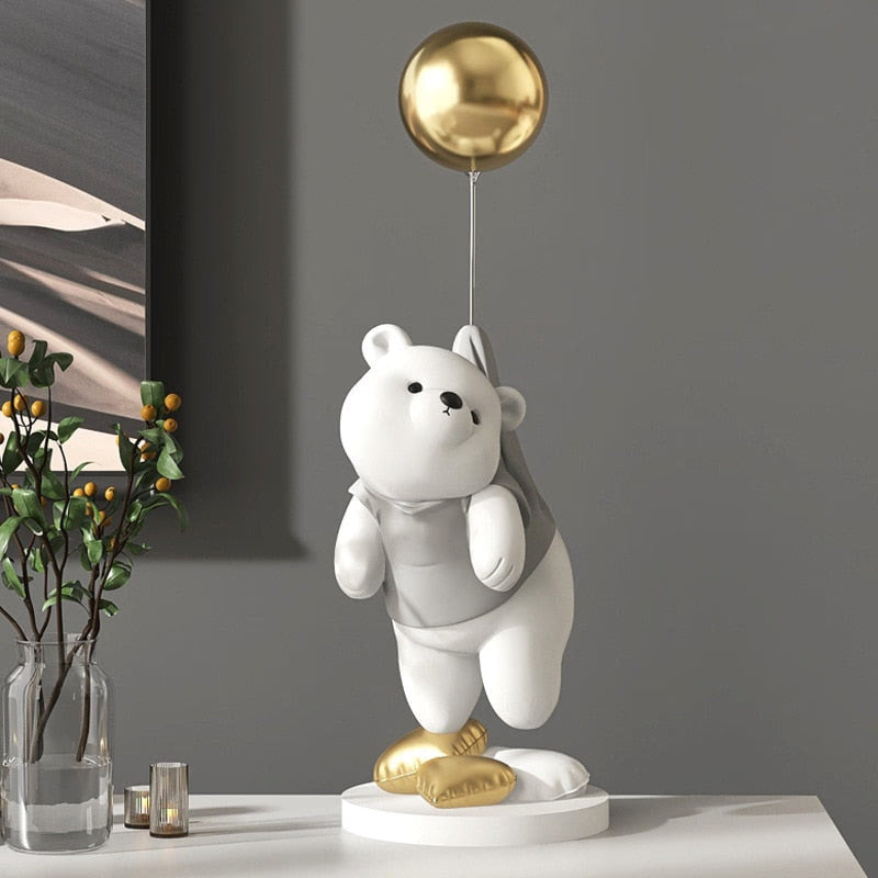 Creative Balloon Polar Bear Resin Ornaments Home Decor Crafts Statue Office Desk Figurines Decoration Bookcase Sculpture Craftsd acacuss