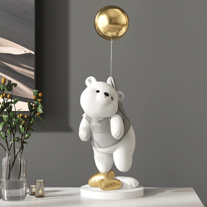 Creative Balloon Polar Bear Resin Ornaments Home Decor Crafts Statue Office Desk Figurines Decoration Bookcase Sculpture Craftsd acacuss
