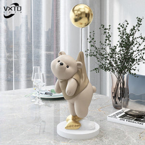 Creative Balloon Polar Bear Resin Ornaments Home Decor Crafts Statue Office Desk Figurines Decoration Bookcase Sculpture Craftsd acacuss
