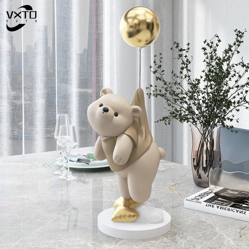 Creative Balloon Polar Bear Resin Ornaments Home Decor Crafts Statue Office Desk Figurines Decoration Bookcase Sculpture Craftsd acacuss