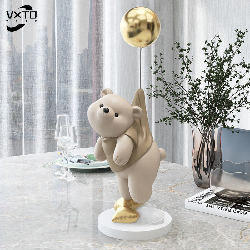 Creative Balloon Polar Bear Resin Ornaments Home Decor Crafts Statue Office Desk Figurines Decoration Bookcase Sculpture Craftsd acacuss