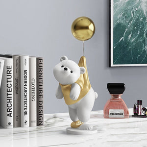 Creative Balloon Polar Bear Resin Ornaments Home Decor Crafts Statue Office Desk Figurines Decoration Bookcase Sculpture Craftsd acacuss