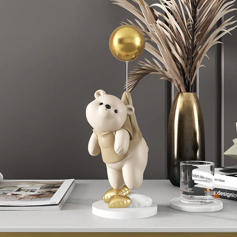 Creative Balloon Polar Bear Resin Ornaments Home Decor Crafts Statue Office Desk Figurines Decoration Bookcase Sculpture Craftsd acacuss