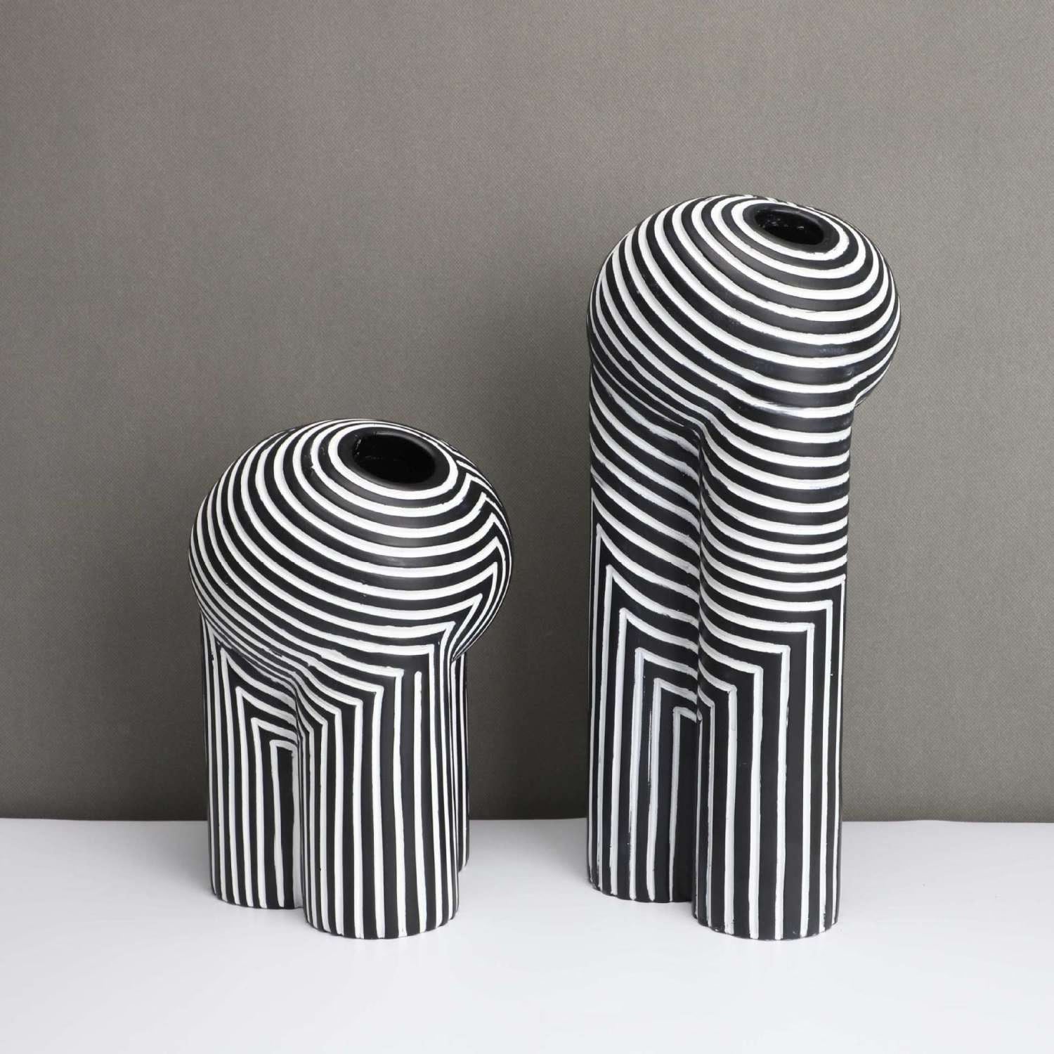 Creative Black-and-white Striped Vases European-style Flower Arrangement Model Room Hotel Living Room Decoration Home Decoration acacuss