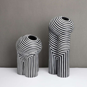 Creative Black-and-white Striped Vases European-style Flower Arrangement Model Room Hotel Living Room Decoration Home Decoration acacuss