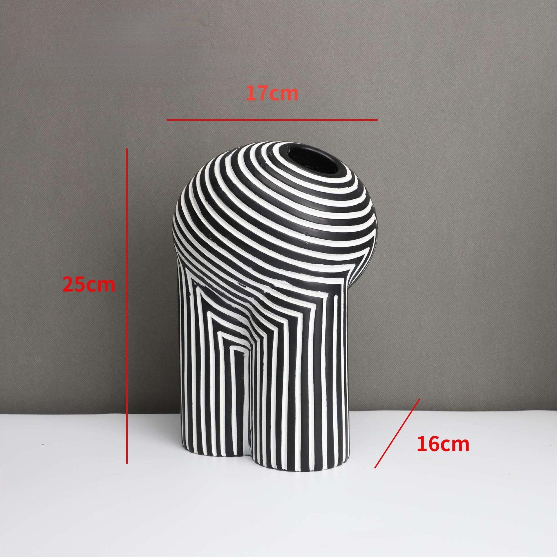 Creative Black-and-white Striped Vases European-style Flower Arrangement Model Room Hotel Living Room Decoration Home Decoration acacuss