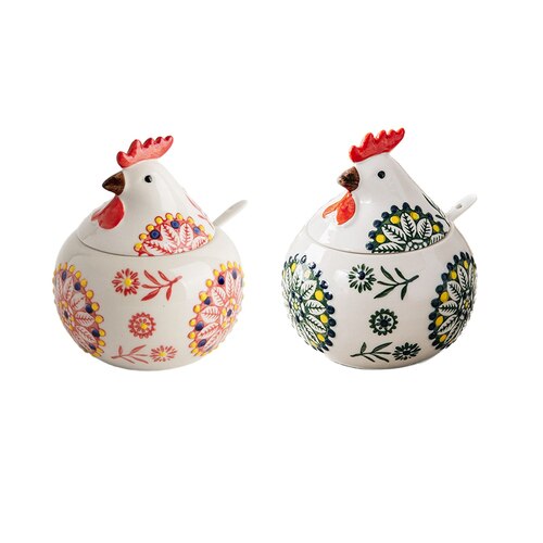 Creative Ceramic Hen Seasoning Box Salt Sugar Pepper Jar Large Capacity Spice Jar Soy Sauce Vinegar Pepper Bottle Kitchen Items acacuss