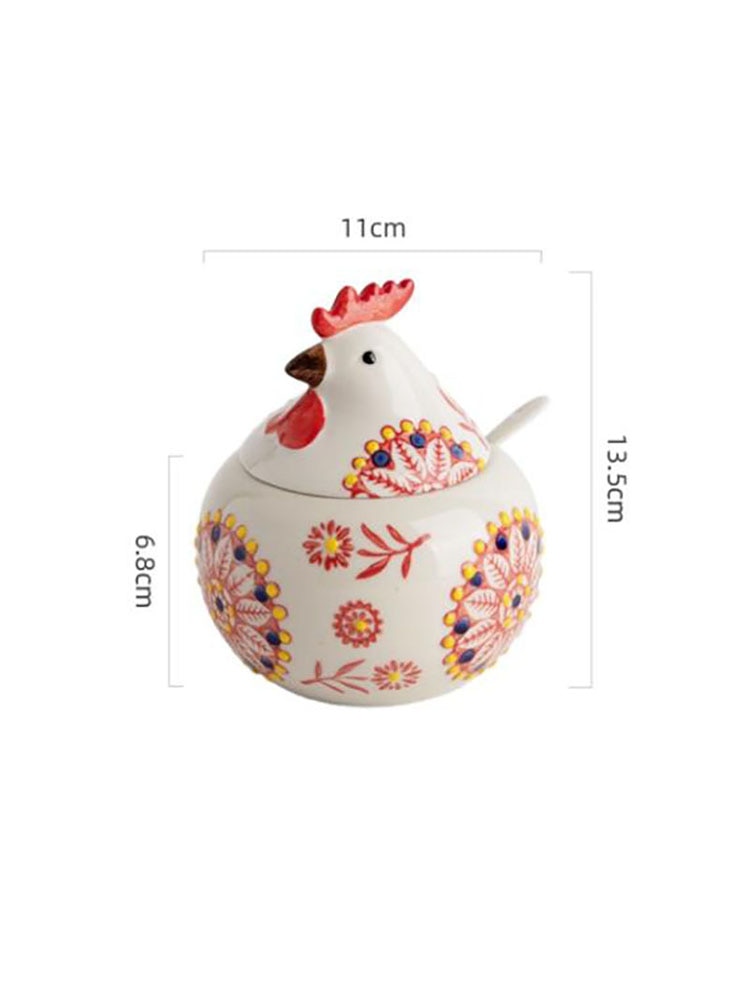 Creative Ceramic Hen Seasoning Box Salt Sugar Pepper Jar Large Capacity Spice Jar Soy Sauce Vinegar Pepper Bottle Kitchen Items acacuss