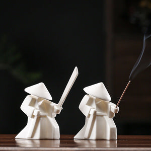 Creative Ceramic Samurai Knight Desktop Ornaments Household Incense Stick Holder Burner Tray acacuss
