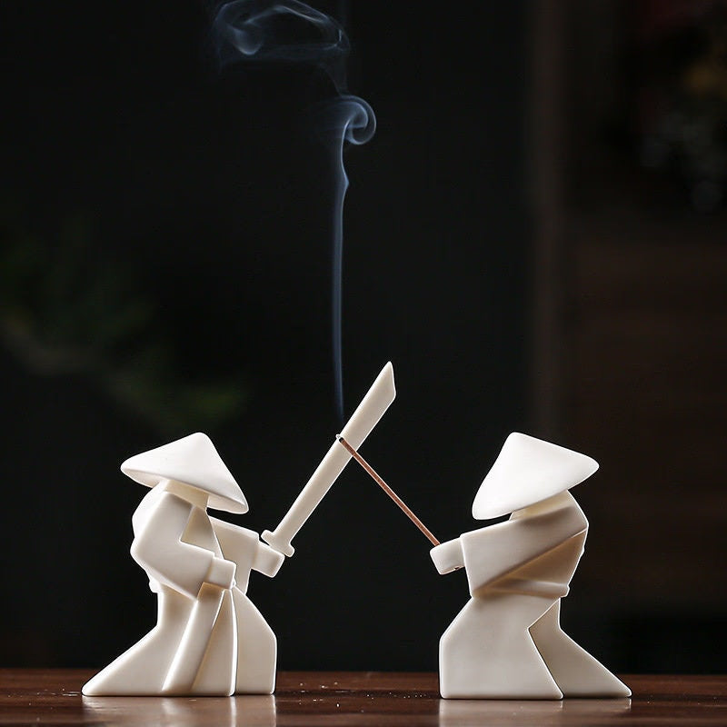 Creative Ceramic Samurai Knight Desktop Ornaments Household Incense Stick Holder Burner Tray acacuss