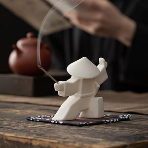 Creative Ceramic Samurai Knight Desktop Ornaments Household Incense Stick Holder Burner Tray acacuss