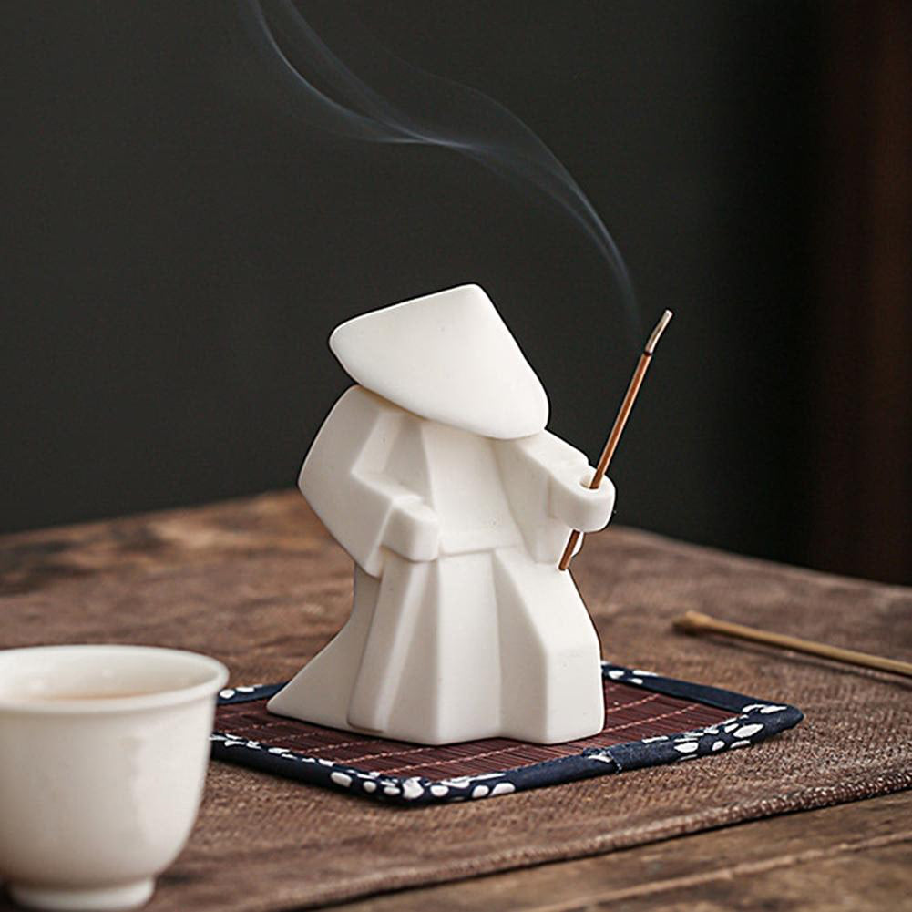 Creative Ceramic Samurai Knight Desktop Ornaments Household Incense Stick Holder Burner Tray acacuss