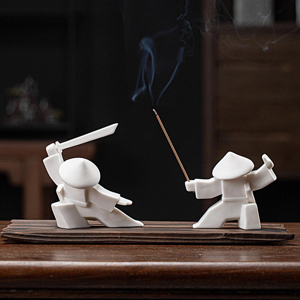 Creative Ceramic Samurai Knight Desktop Ornaments Household Incense Stick Holder Burner Tray acacuss