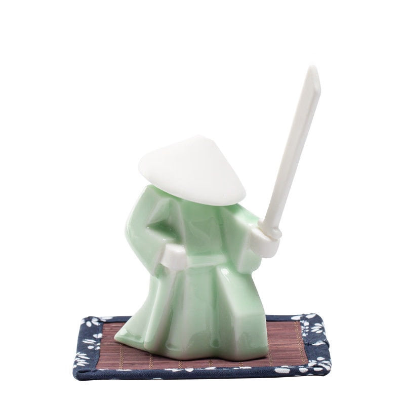 Creative Ceramic Samurai Knight Desktop Ornaments Household Incense Stick Holder Burner Tray acacuss