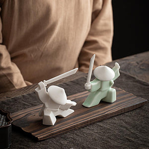 Creative Ceramic Samurai Knight Desktop Ornaments Household Incense Stick Holder Burner Tray acacuss