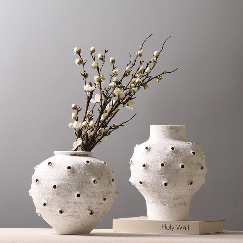 Creative Chinese Pottery Pot Cave Made Old Rough Pottery Vase Designer Model Room Decoration Home Accessories acacuss
