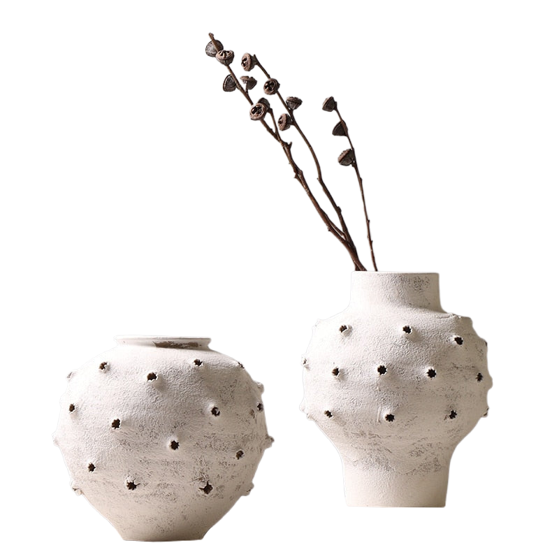 Creative Chinese Pottery Pot Cave Made Old Rough Pottery Vase Designer Model Room Decoration Home Accessories acacuss
