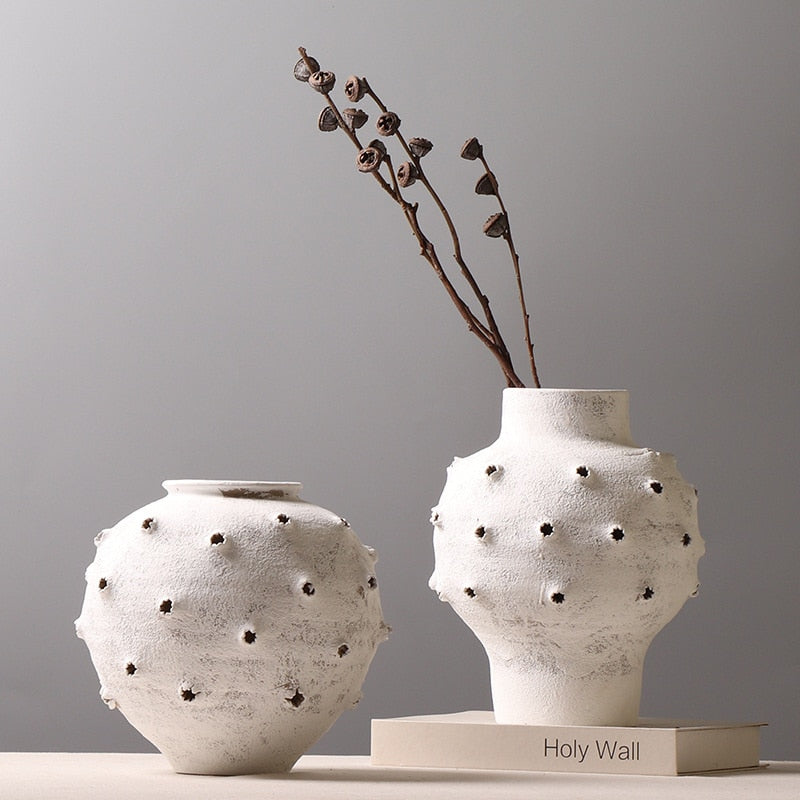 Creative Chinese Pottery Pot Cave Made Old Rough Pottery Vase Designer Model Room Decoration Home Accessories acacuss