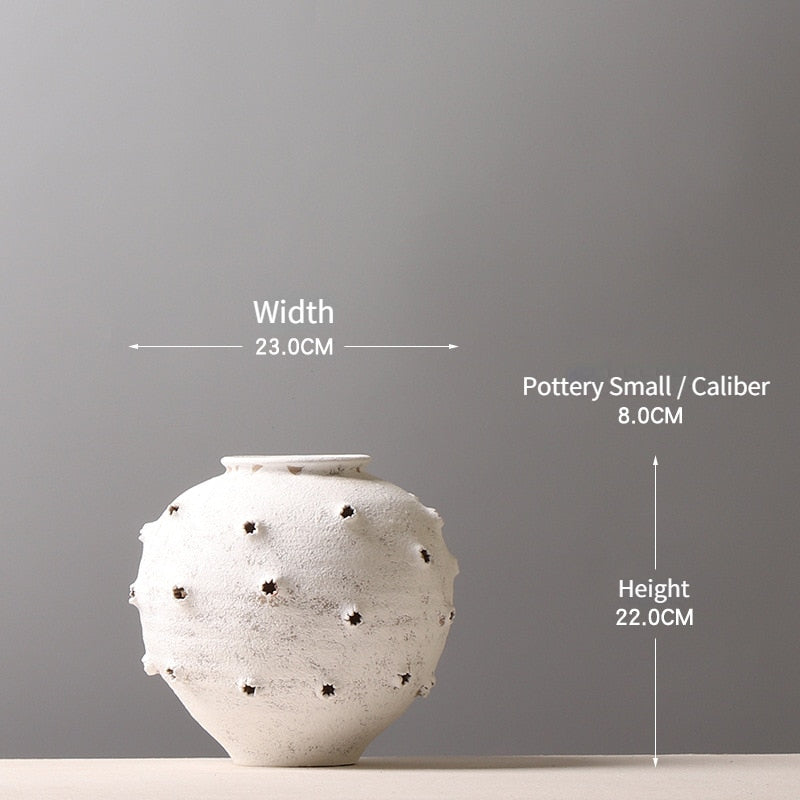 Creative Chinese Pottery Pot Cave Made Old Rough Pottery Vase Designer Model Room Decoration Home Accessories acacuss