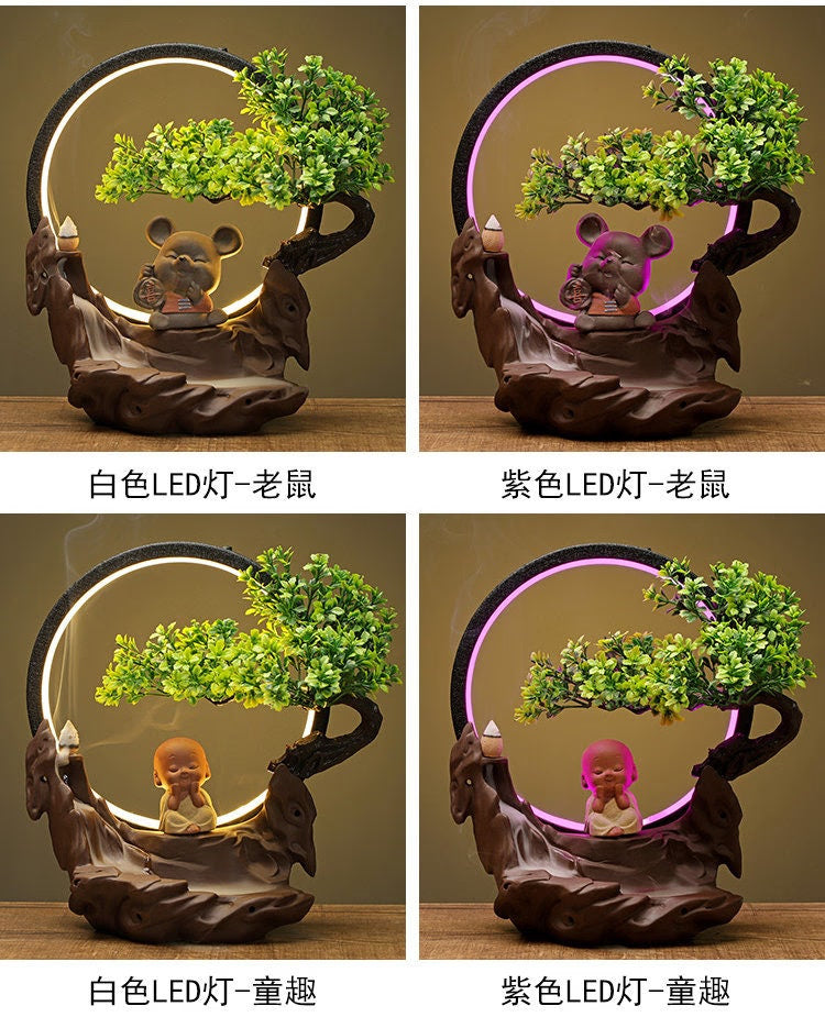 Creative Chinese Reflux Incense Burner Decoration Night Light acacuss