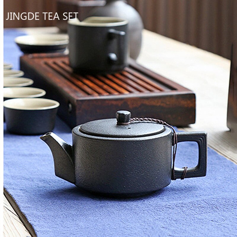 Creative Coarse Pottery Teapot Tea Infuser Antique Black Porcelain Puer'eh Tea Pot Japanese Tea Set Handmade Ceramic Teaware acacuss