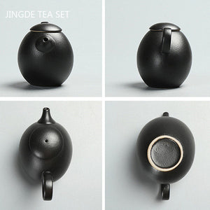 Creative Coarse Pottery Teapot Tea Infuser Antique Black Porcelain Puer'eh Tea Pot Japanese Tea Set Handmade Ceramic Teaware acacuss