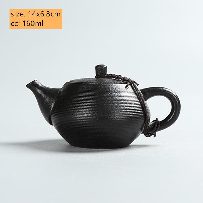 Creative Coarse Pottery Teapot Tea Infuser Antique Black Porcelain Puer'eh Tea Pot Japanese Tea Set Handmade Ceramic Teaware acacuss