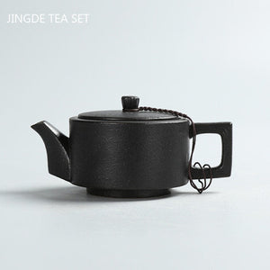 Creative Coarse Pottery Teapot Tea Infuser Antique Black Porcelain Puer'eh Tea Pot Japanese Tea Set Handmade Ceramic Teaware acacuss