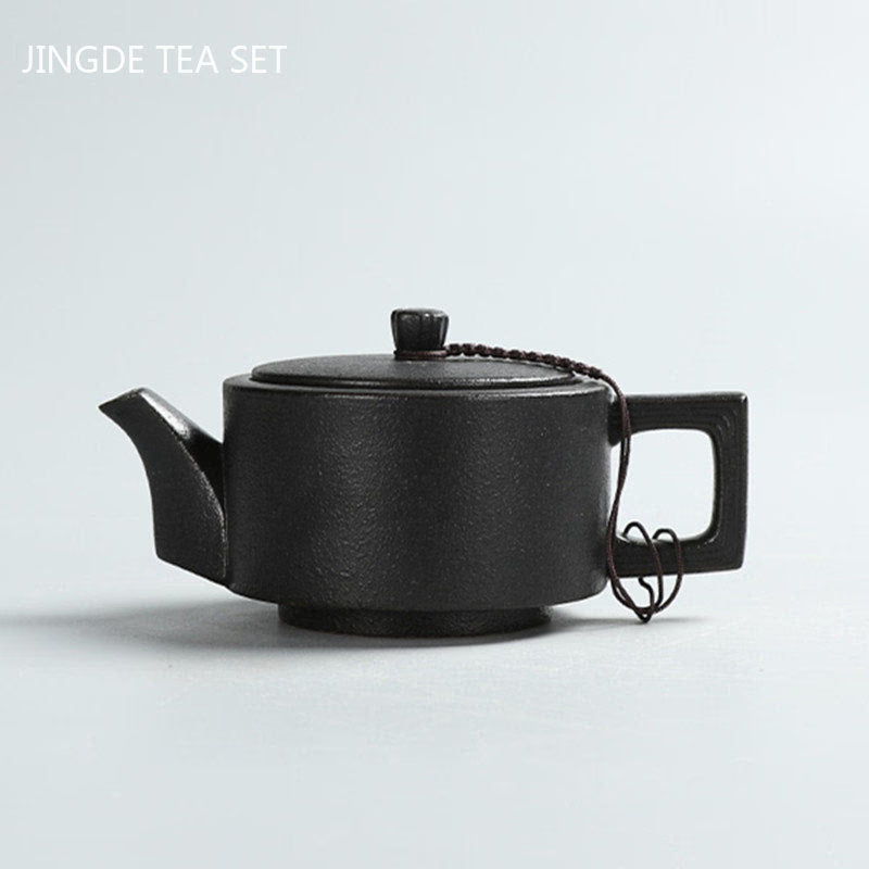 Creative Coarse Pottery Teapot Tea Infuser Antique Black Porcelain Puer'eh Tea Pot Japanese Tea Set Handmade Ceramic Teaware acacuss