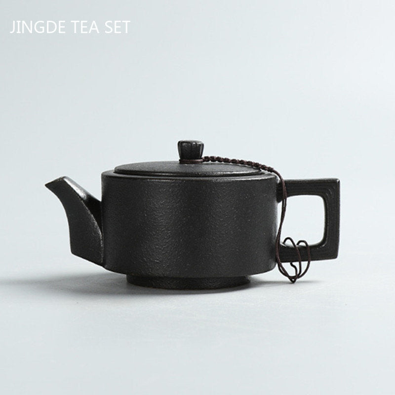 Creative Coarse Pottery Teapot Tea Infuser Antique Black Porcelain Puer'eh Tea Pot Japanese Tea Set Handmade Ceramic Teaware acacuss
