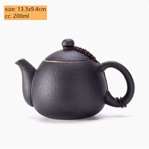 Creative Coarse Pottery Teapot Tea Infuser Antique Black Porcelain Puer'eh Tea Pot Japanese Tea Set Handmade Ceramic Teaware acacuss