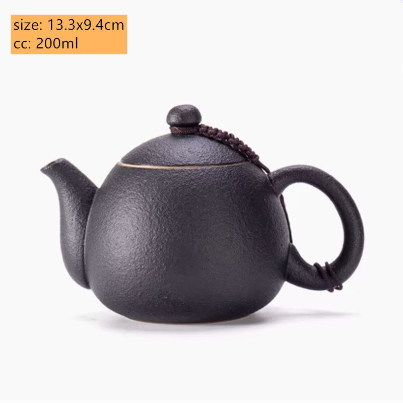 Creative Coarse Pottery Teapot Tea Infuser Antique Black Porcelain Puer'eh Tea Pot Japanese Tea Set Handmade Ceramic Teaware acacuss