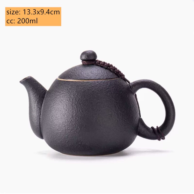 Creative Coarse Pottery Teapot Tea Infuser Antique Black Porcelain Puer'eh Tea Pot Japanese Tea Set Handmade Ceramic Teaware acacuss