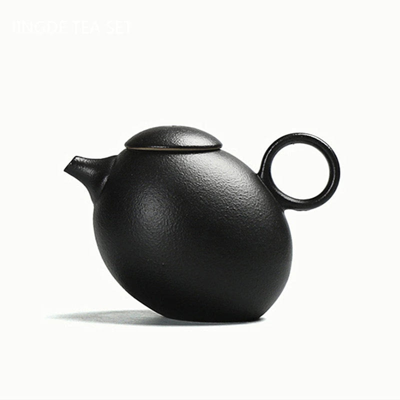 Creative Coarse Pottery Teapot Tea Infuser Antique Black Porcelain Puer'eh Tea Pot Japanese Tea Set Handmade Ceramic Teaware acacuss