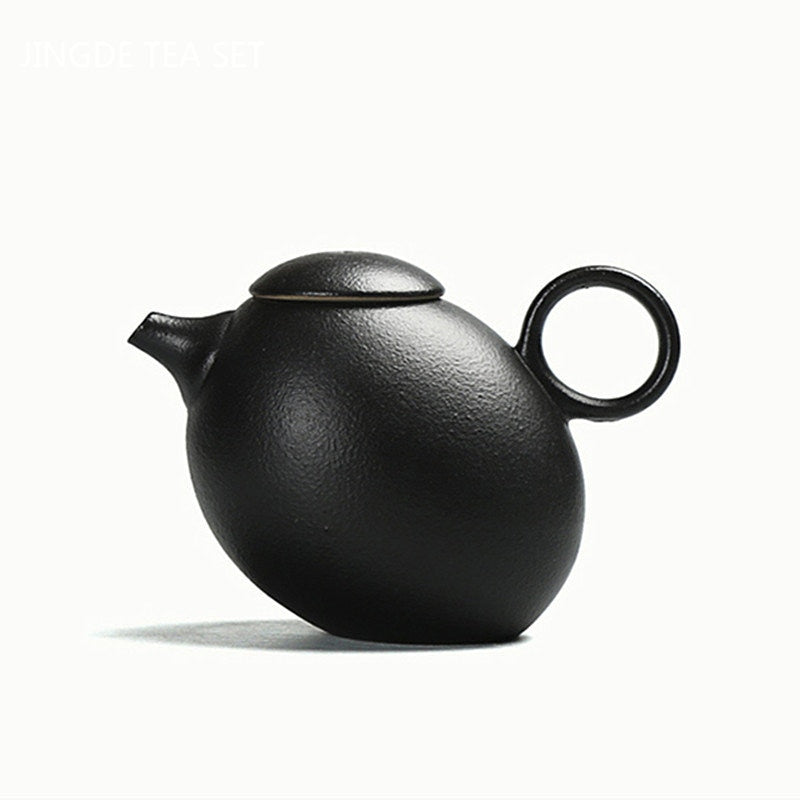 Creative Coarse Pottery Teapot Tea Infuser Antique Black Porcelain Puer'eh Tea Pot Japanese Tea Set Handmade Ceramic Teaware acacuss