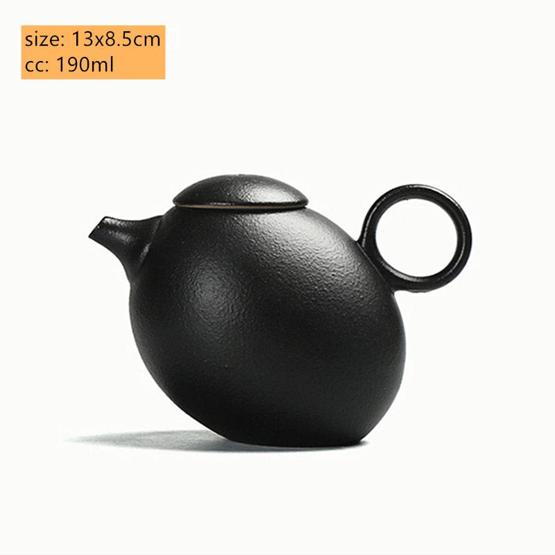 Creative Coarse Pottery Teapot Tea Infuser Antique Black Porcelain Puer'eh Tea Pot Japanese Tea Set Handmade Ceramic Teaware acacuss