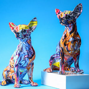 Creative Color Chihuahua Dog Statue Simple Living Room Ornaments Home Office Resin sculpture Crafts Store Decors Decorations acacuss