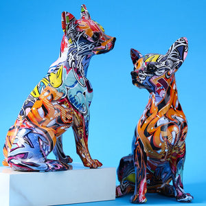 Creative Color Chihuahua Dog Statue Simple Living Room Ornaments Home Office Resin sculpture Crafts Store Decors Decorations acacuss