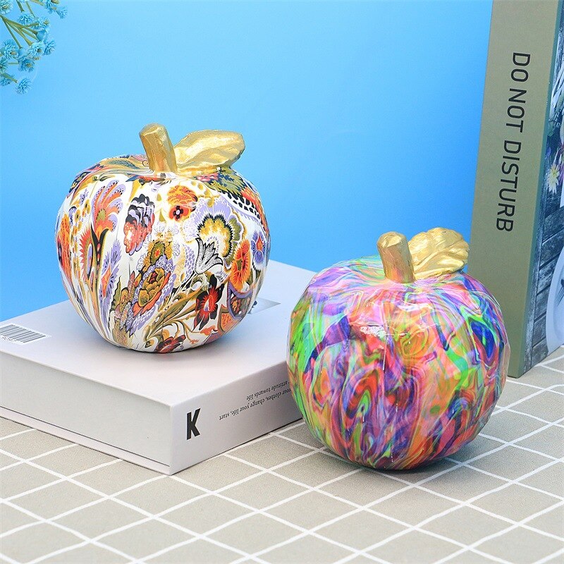 Creative Colorful Apple Ornaments Resin Crafts Home Living Room Cabinet Desktop Fruit Ornaments Gifts Souvenirs Wine Rack Crafts acacuss