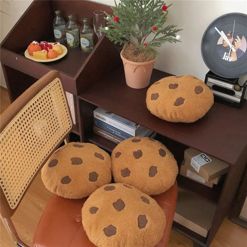 Creative Cookies Pillows Round Shape Chocolate Biscuits Stuffed Plush Toys Realistic Food Snack Seat Cushion Plushie Props Gifts acacuss