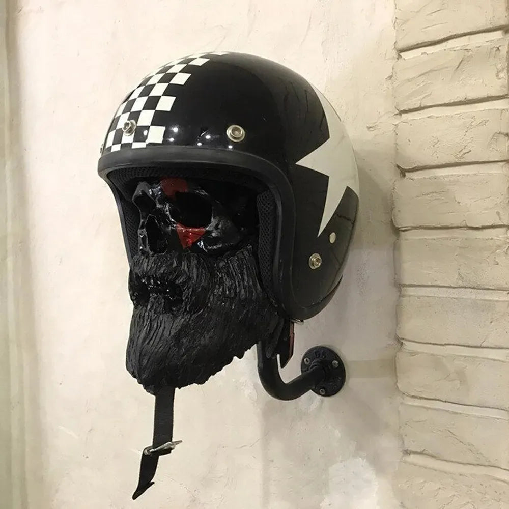 Creative Cool Skull Motorcycle Helmet Holder Wall Mounted Adult Helmet Hanger Coat Storage Rack Bicycle Helmet Holder Wall Decor acacuss
