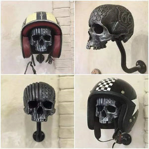 Creative Cool Skull Motorcycle Helmet Holder Wall Mounted Adult Helmet Hanger Coat Storage Rack Bicycle Helmet Holder Wall Decor acacuss