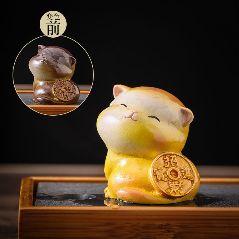 Creative Cute Cat Color-changing Tea Pet Tea Soup Can Be Raised for Home Decoration Ornaments acacuss