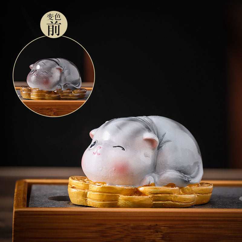 Creative Cute Cat Color-changing Tea Pet Tea Soup Can Be Raised for Home Decoration Ornaments acacuss